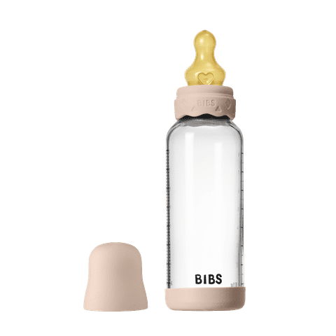 BIBS Glass Boheme Baby Bottle Round Latex 1 pack 240 ml Medium Flow Blush