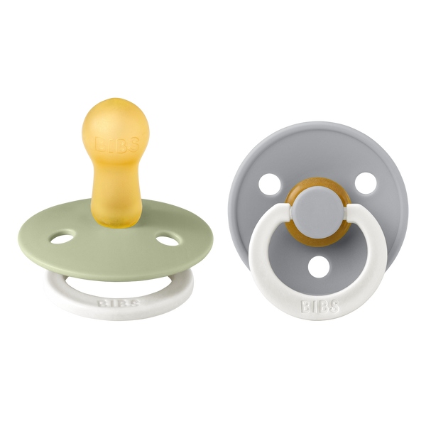 BIBS Pacifier Original COLOUR Latex 2 PK Sage Glow / Cloud Glow