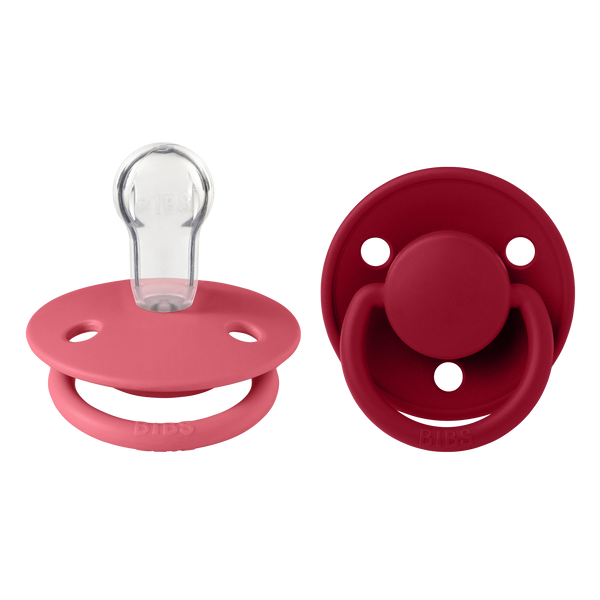 BIBS Pacifier De Lux Silicone 2 PK Coral / Ruby ONE SIZE