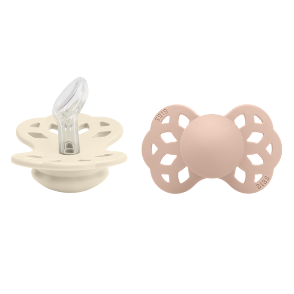 BIBS Infinity Pacifier Silicone 2 PK Anatomical Ivory/Blush