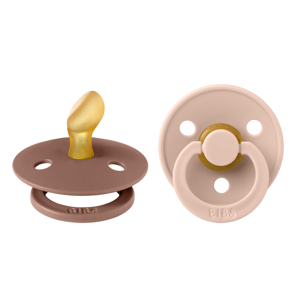BIBS Pacifier Original COLOUR Latex 2 PK Anatomical Blush / Woodchuck