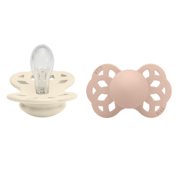 BIBS Infinity Pacifier Silicone 2 PK Symmetrical Ivory/Blush