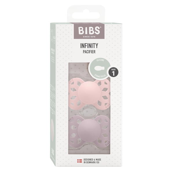 BIBS Infinity Pacifier Silicone 2 PK Symmetrical Blossom/Dusky Lilac