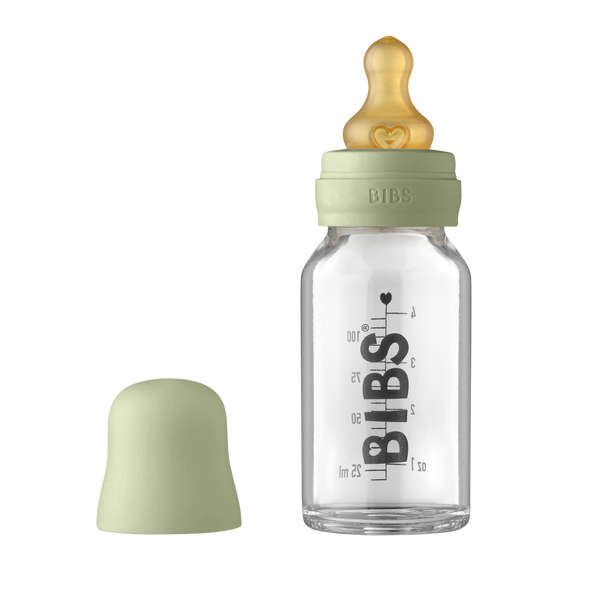 BIBS Baby Glass Bottle Complete Set Latex 110ml Sage