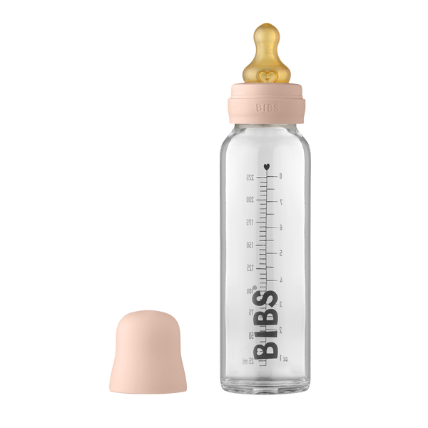 BIBS Baby Glass Bottle Complete Set Latex 225ml Blush