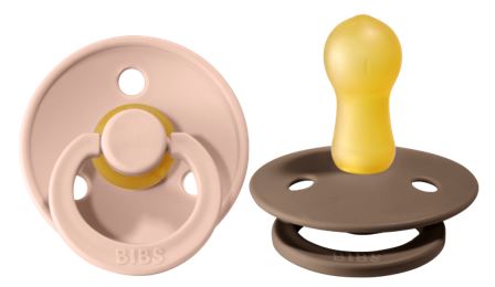 BIBS Pacifier Original COLOUR Latex 2 PK Blush / Dark Oak