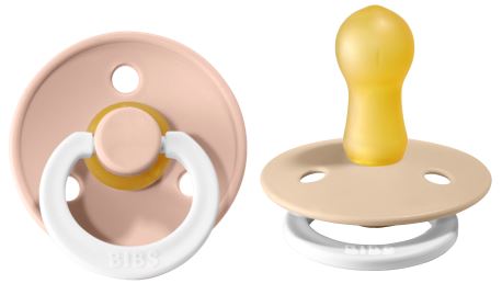 BIBS Pacifier Original COLOUR Latex 2 PK Blush GLOW / Vanilla GLOW