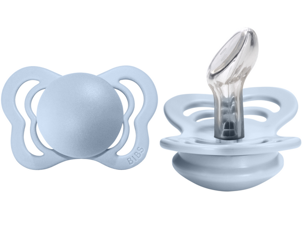 BIBS Pacifier COUTURE Silicone 2 PK Baby Blue