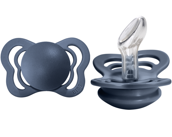 BIBS Pacifier COUTURE Silicone 2 PK Steel Blue