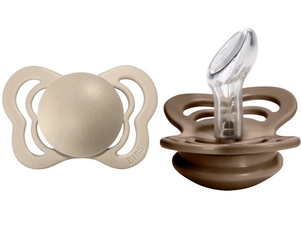 BIBS Pacifier COUTURE Silicone 2 PK Vanilla / Dark Oak