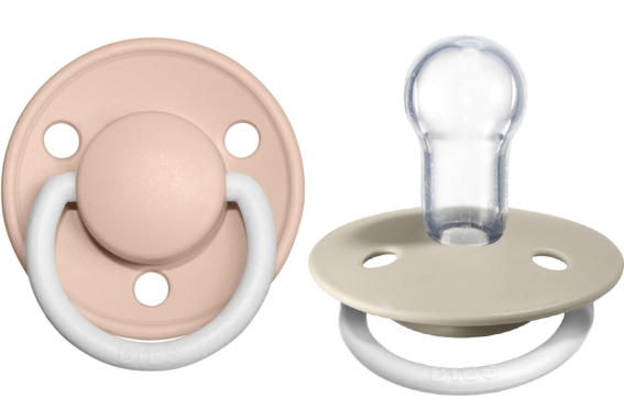 BIBS Pacifier De Lux Silicone 2 PK Blush GLOW / Vanilla GLOW ONE SIZE