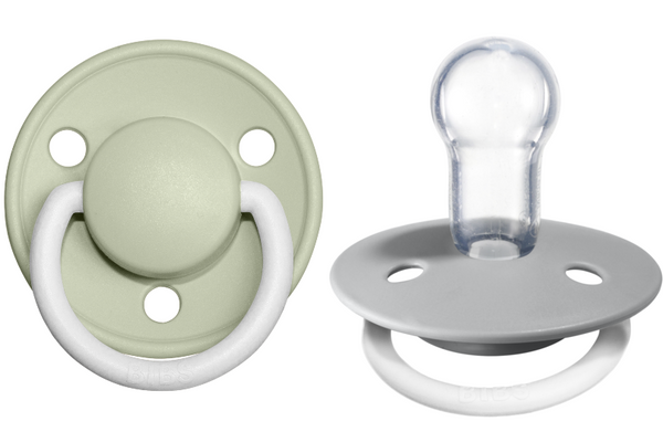 BIBS Pacifier De Lux Silicone 2 PK Sage GLOW / Cloud GLOW ONE SIZE