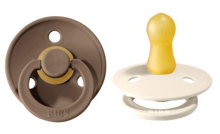 BIBS Pacifier Original COLOUR Latex 2 PK Dark Oak / Ivory