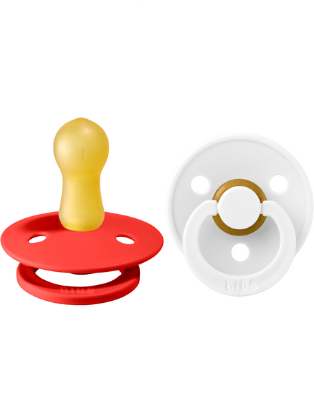 BIBS Pacifier Original COLOUR Latex 2 PK Strawberry / White