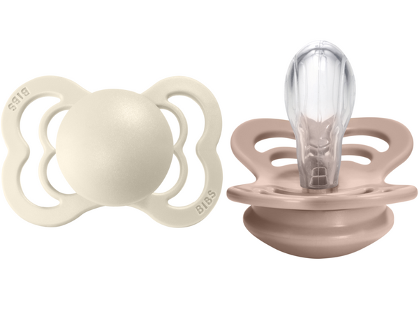 BIBS Pacifier SUPREME Silicone 2 PK Ivory / Blush