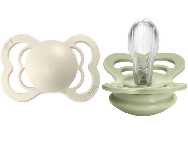 BIBS Pacifier SUPREME Silicone 2 PK Ivory / Sage