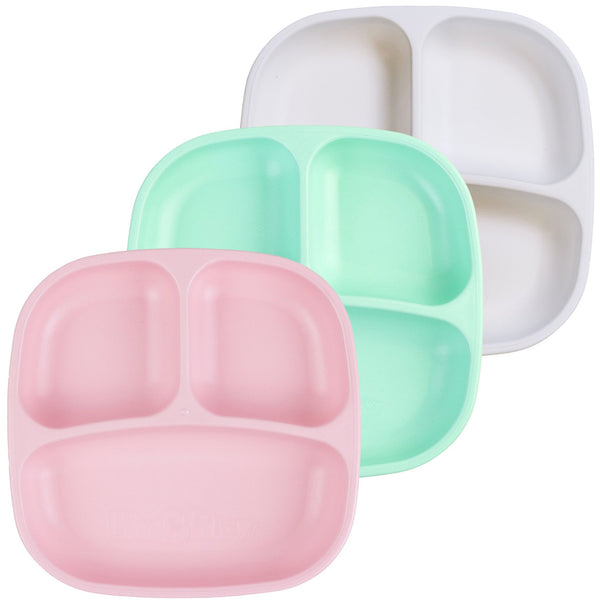 Re-play 3 Count Divided Plates, Ice Pink, White, Mint