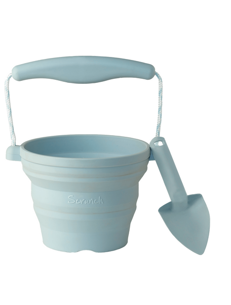 SCRUNCH Seedling Pot and Trowel Duck Egg Blue