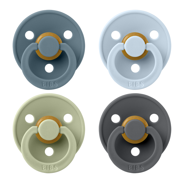 BIBS Pacifier Original COLOUR Latex 4 PK Petrol/Sage/Baby Blue/Iron
