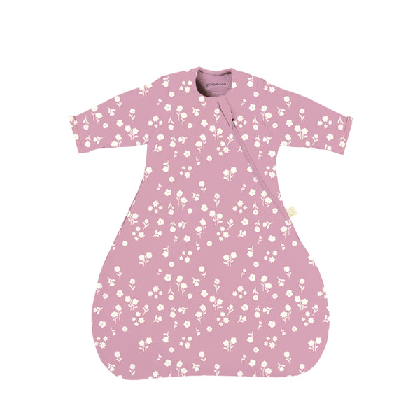 günamüna Long Sleeve Transitional Swaddle Sleep Sack Duvet Bamboo mini Floral 1 TOG