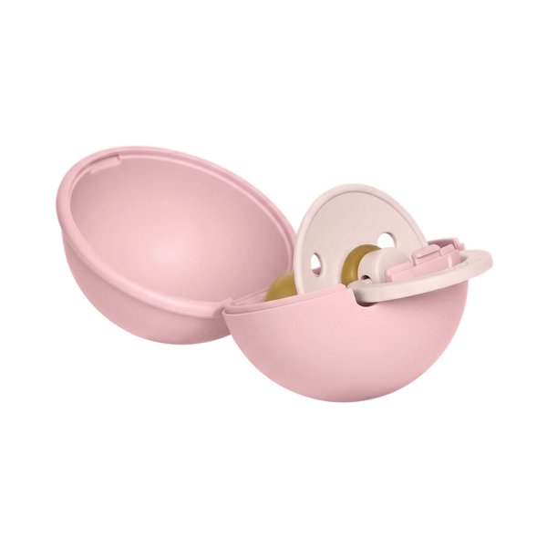 BIBS Colour Pacifier Round Latex Vanilla & Pacifier Case Mini Baby Pink