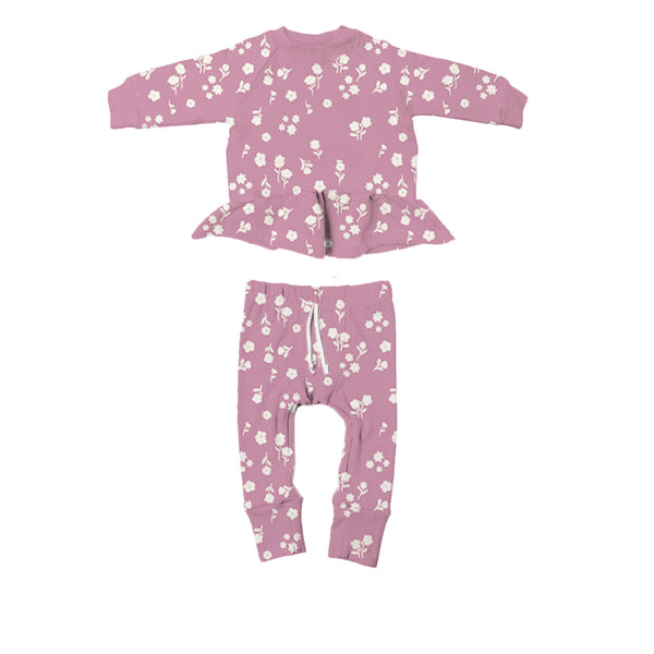 günamüna Two Piece Ruffled Sweatsuit Mini Floral