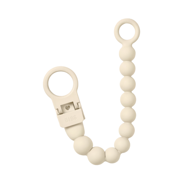 BIBS Pacifier Clip Beaded Ivory