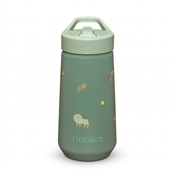 noüka Flip-Top Straw Drinking Bottle 14 Oz Henry Collection - Safari