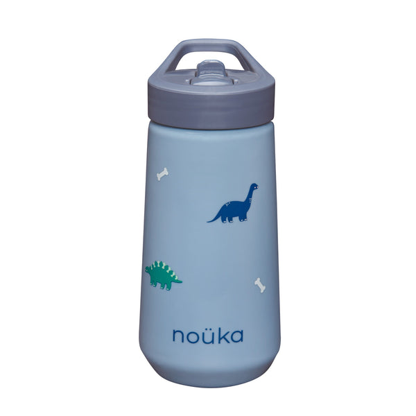 Flip-Top Straw Drinking Bottle 14 Oz Henry Collection - Dino