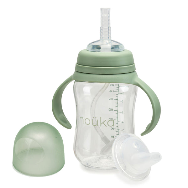 noüka Transitional Sippy/Weighted Straw Cup - Moss