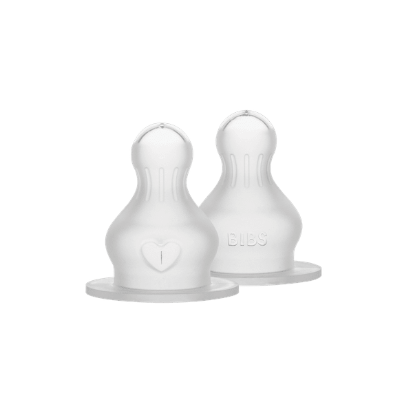 BIBS Baby Bottle Nipple Round Silicone 2 pack Slow Flow