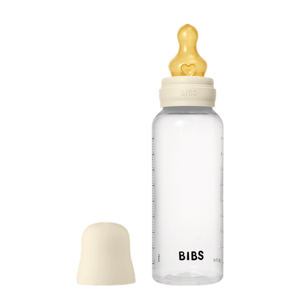 BIBS Plastic Baby Bottle Round Latex 1 pack 270 ml Medium Flow Ivory