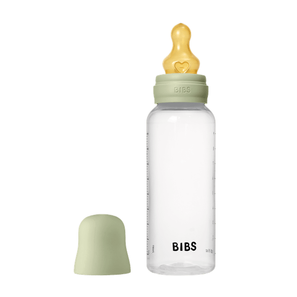 BIBS Plastic Baby Bottle Round Latex 1 pack 270 ml Medium Flow Sage