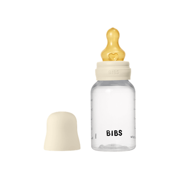 BIBS Plastic Baby Bottle Round Latex 1 pack 150 ml Slow Flow Ivory