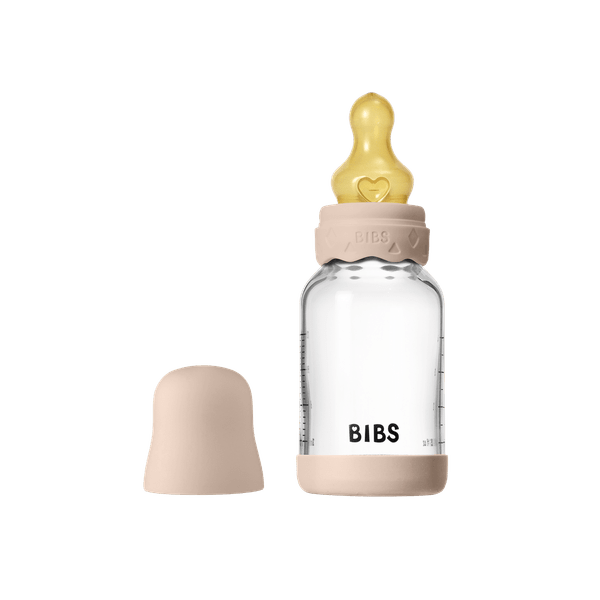 BIBS Glass Boheme Baby Bottle Round Latex 120ml Slow Flow - Blush