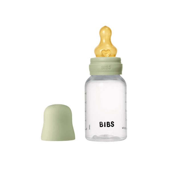 BIBS Plastic Baby Bottle Round Latex 1 pack 150 ml Slow Flow Sage