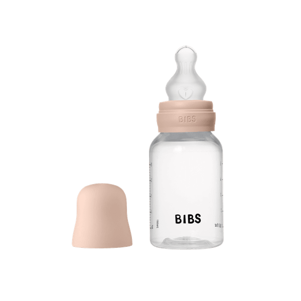 BIBS Plastic Baby Bottle Round Silicone 1 pack 150 ml Slow Flow Blush