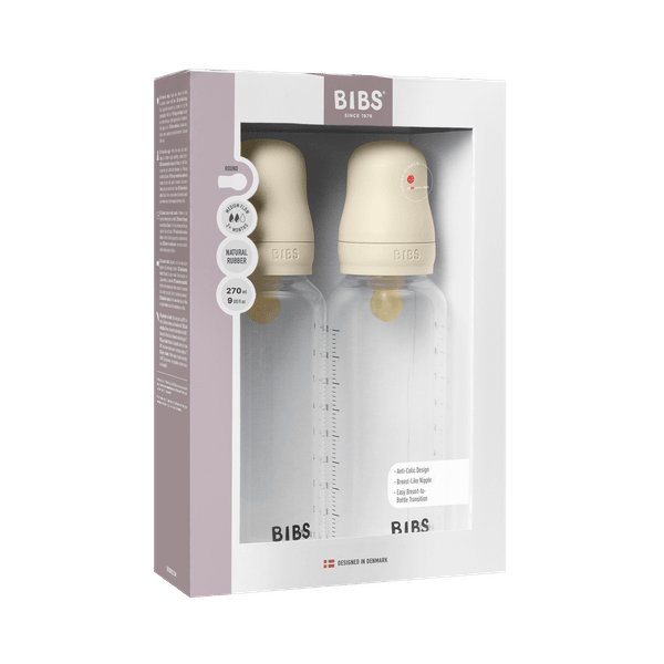 BIBS BPA-Free PP Baby Bottle Round Latex 2 pack 270 ml Medium Flow Ivory