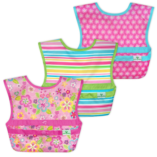 Green Spouts Snap & Go™ Easy-Wear Bibs Pink Flower Field (3 Pack)