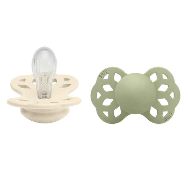 BIBS Infinity Pacifier Silicone 2 PK Symmetrical Ivory/Sage