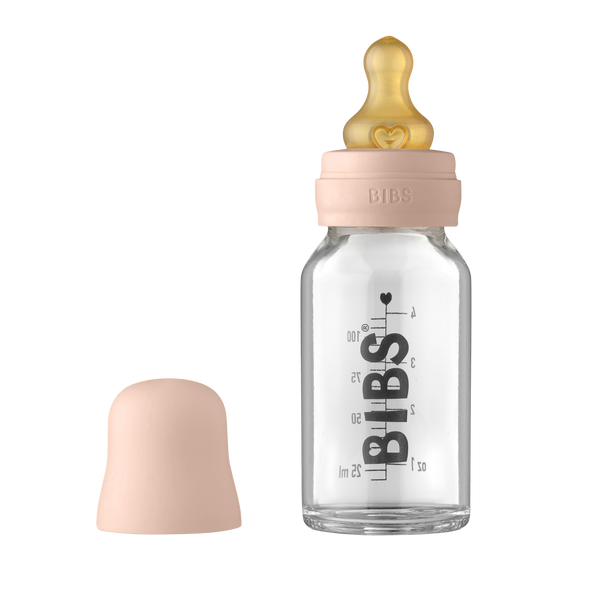 BIBS Baby Glass Bottle Complete Set Latex 110ml Blush