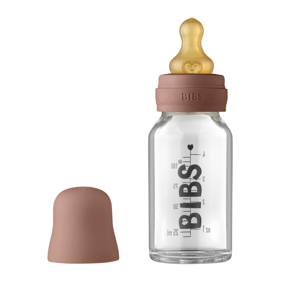 BIBS Baby Glass Bottle Complete Set Latex 110ml Woodchuck
