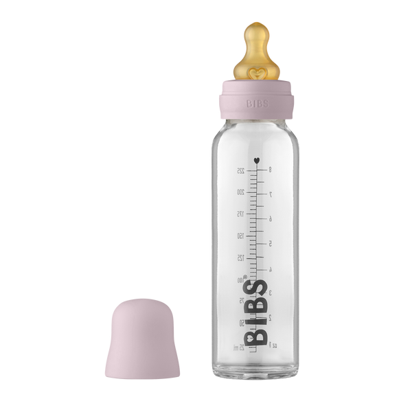 BIBS Baby Glass Bottle Complete Set Latex 225ml Dusky Lilac