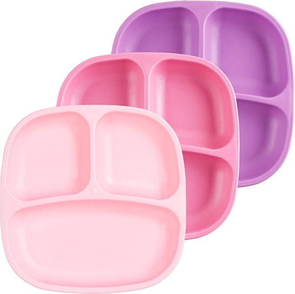 Re-Play 3 PK Divided Plates Princess - (Bright Pink, Blush and Purple)