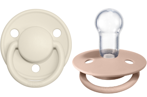 BIBS Pacifier De Lux Silicone 2 PK Ivory / Blush ONE SIZE