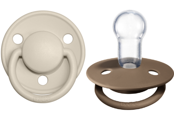 BIBS Pacifier De Lux Silicone 2 PK Vanilla / Dark Oak ONE SIZE