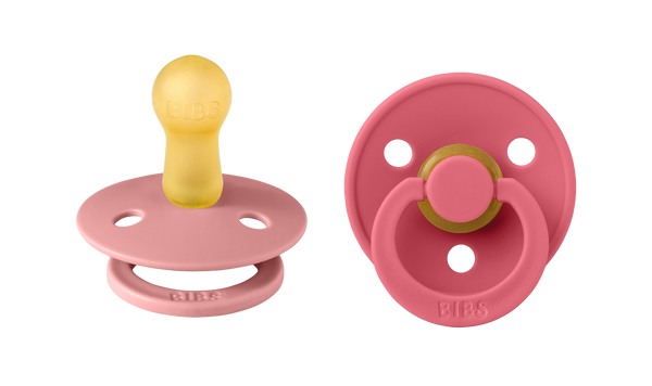 BIBS Pacifier Original COLOUR Latex 2 PK Dusty Pink/Coral