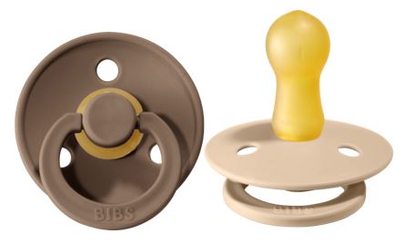 BIBS Pacifier Original COLOUR Latex 2 PK Dark Oak / Vanilla